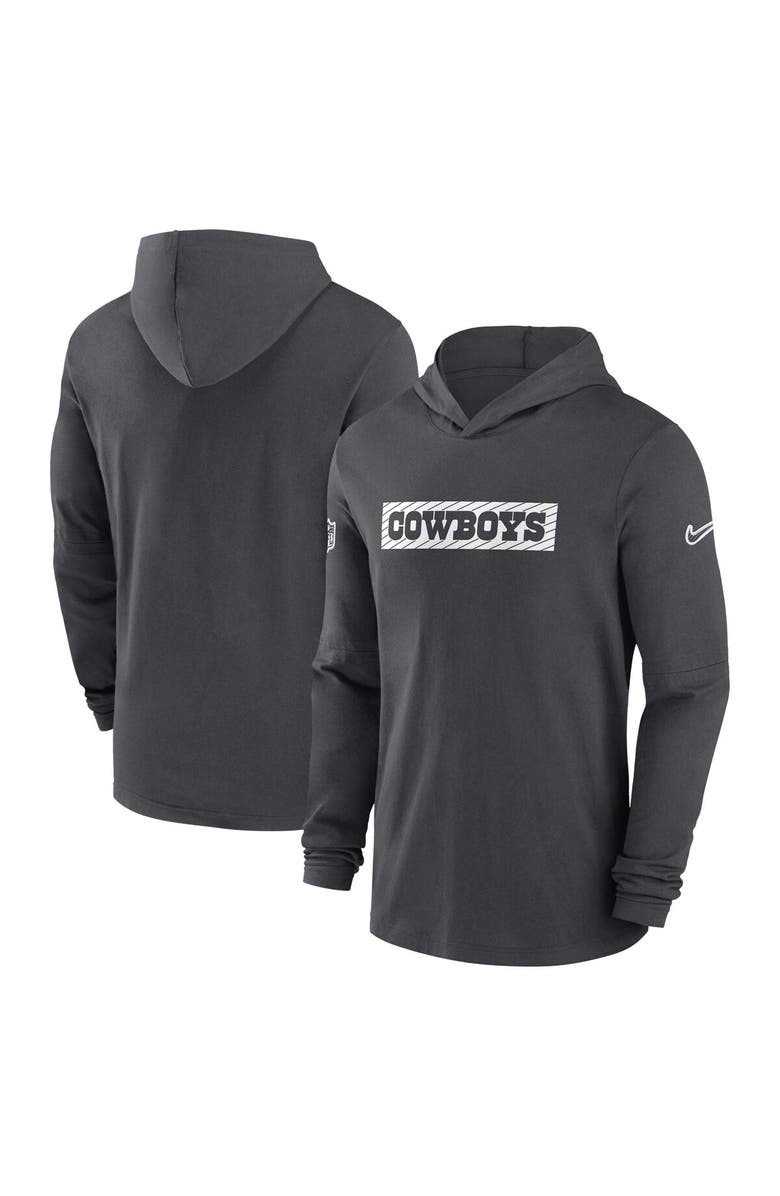 Nike Men's Nike Charcoal Dallas Cowboys 2024/25 Sideline Performance Long Sleeve Hoodie T-Shirt, Main, color, Charcoal