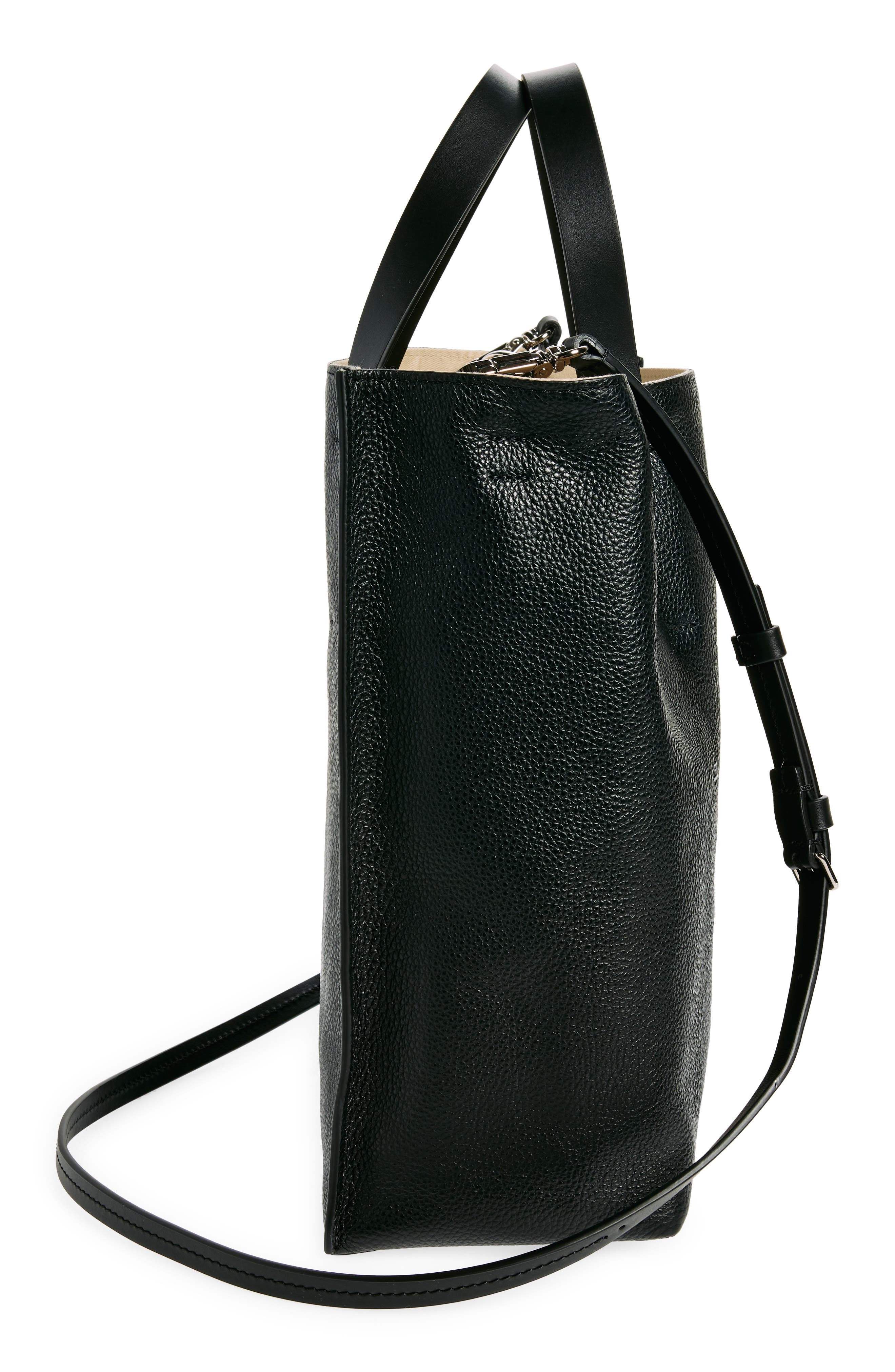 Marni Museo Small Soft Leather Tote, Alternate, color, Black