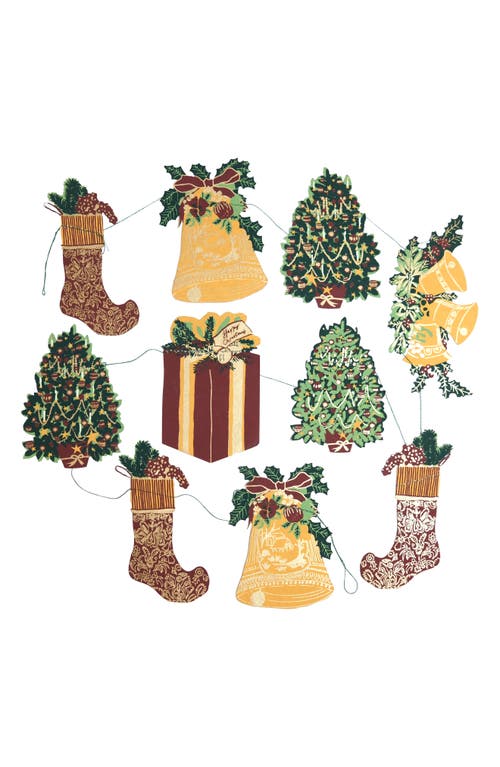 East End Press Chirstmas Sewn Paper Garland In Multi