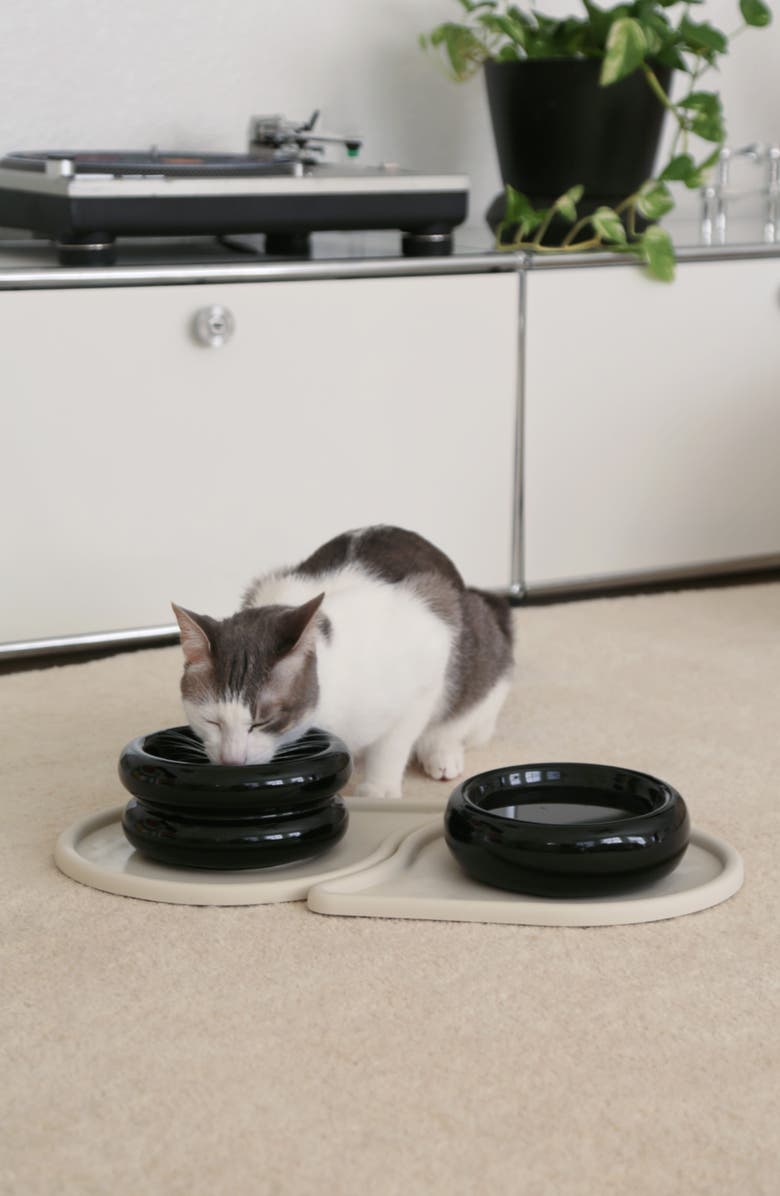 Catenary Onyx Halo Cat Bowl, Alternate, color, Black