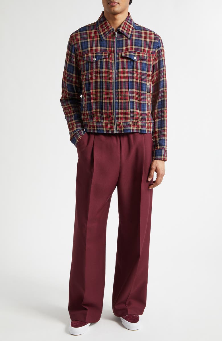 STOCKHOLM SURFBOARD CLUB Terrence Plaid Trucker Jacket, Alternate, color, Red Check