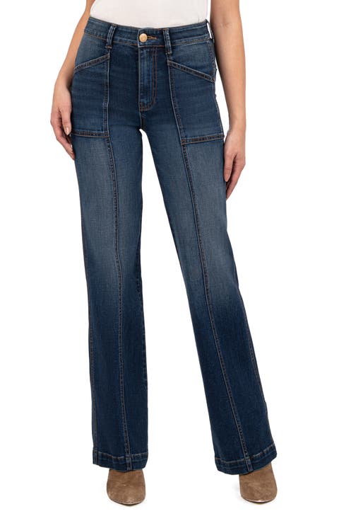 Jodi Seamed High Waist Wide Leg Utility Jeans