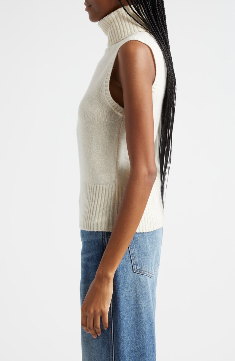 Veronica Beard Mazzy Sleeveless Cashmere Turtleneck Sweater, Alternate, color, Ivory