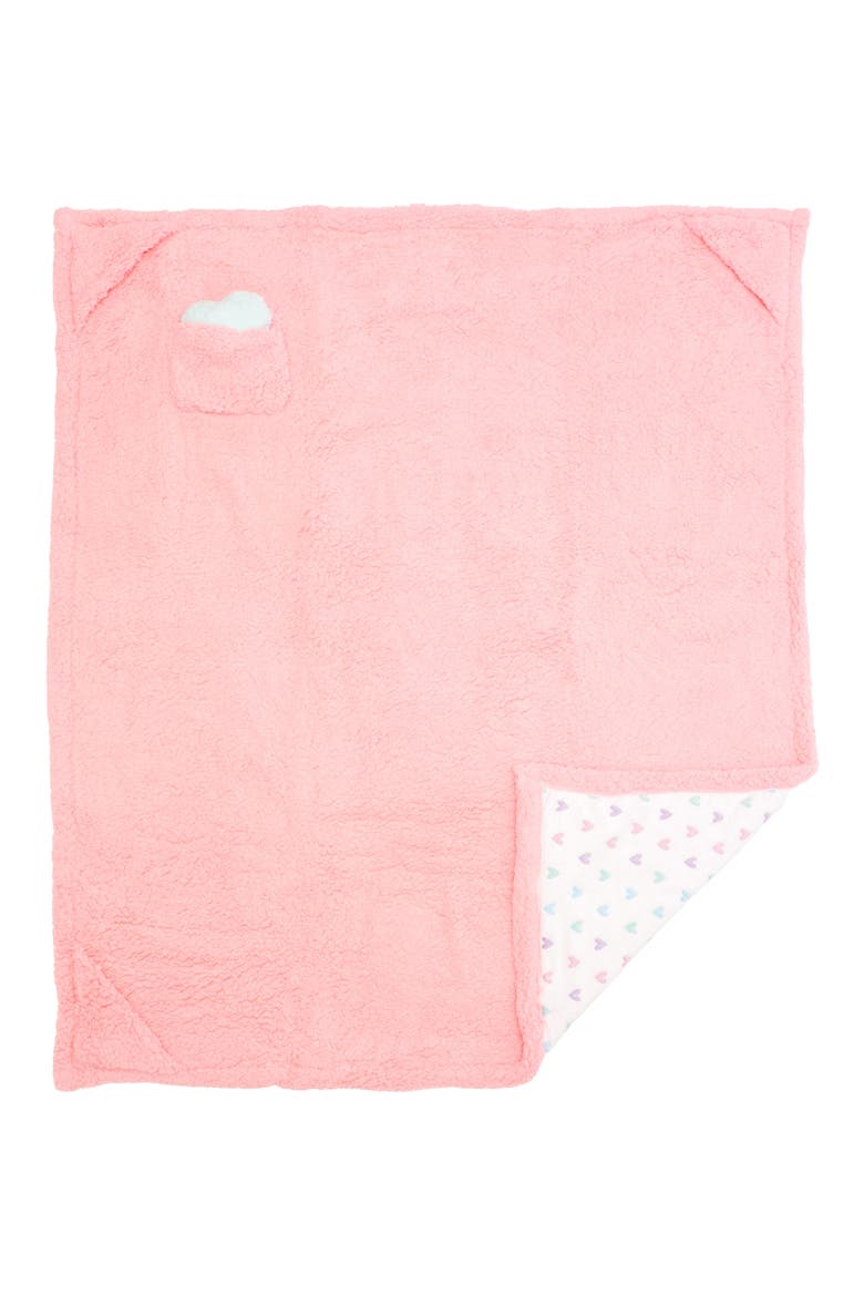 Glow in the Dark Print Reversible Fleece Baby Blanket, Alternate, color, COSMOS PINK