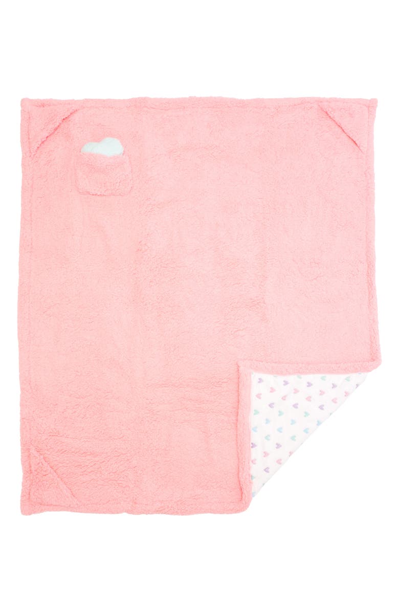 mimish Glow in the Dark Print Reversible Fleece Baby Blanket, Alternate, color, Cosmos Pink