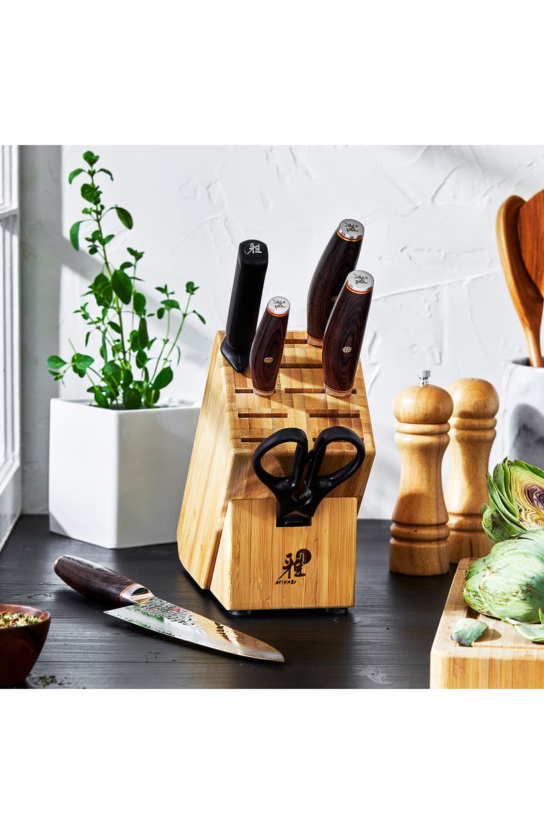 MIYABI 6000MCT Artisan 7-Piece Knife Block Set, Alternate, color, Silver