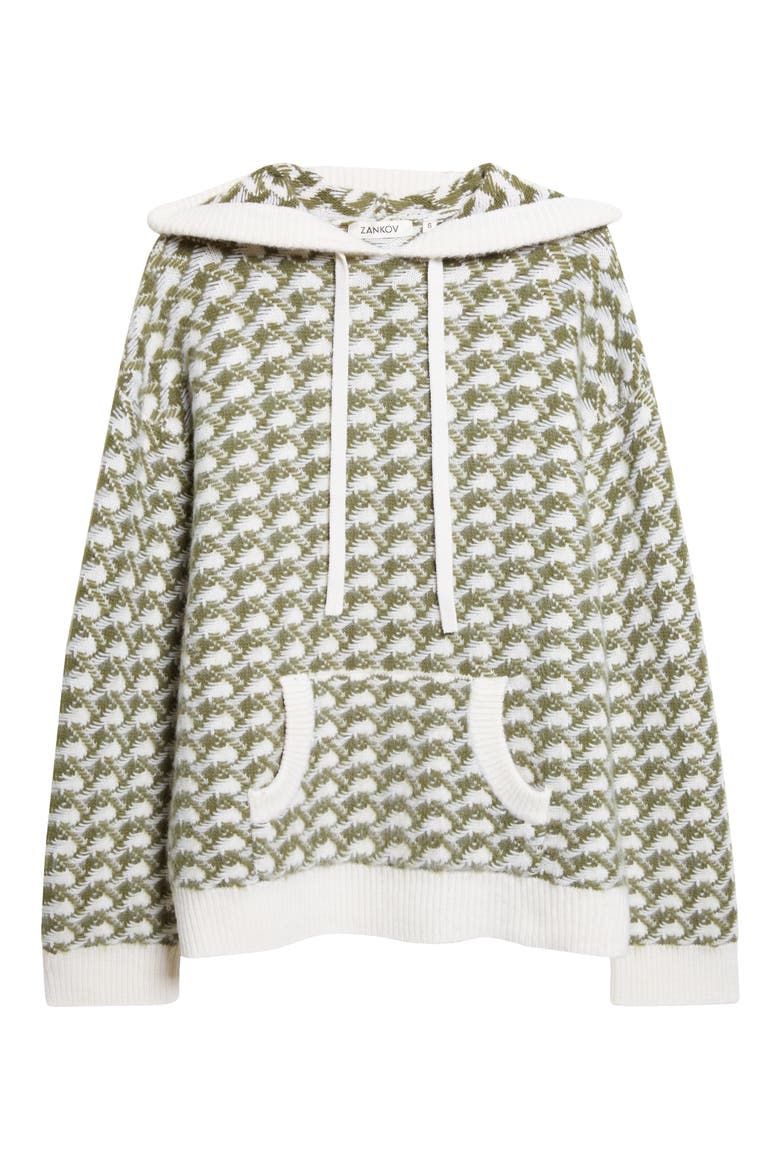 Mallone Merino Wool & Cashmere Sweater Hoodie, Alternate, color, IVORY/ ALOE MULTI
