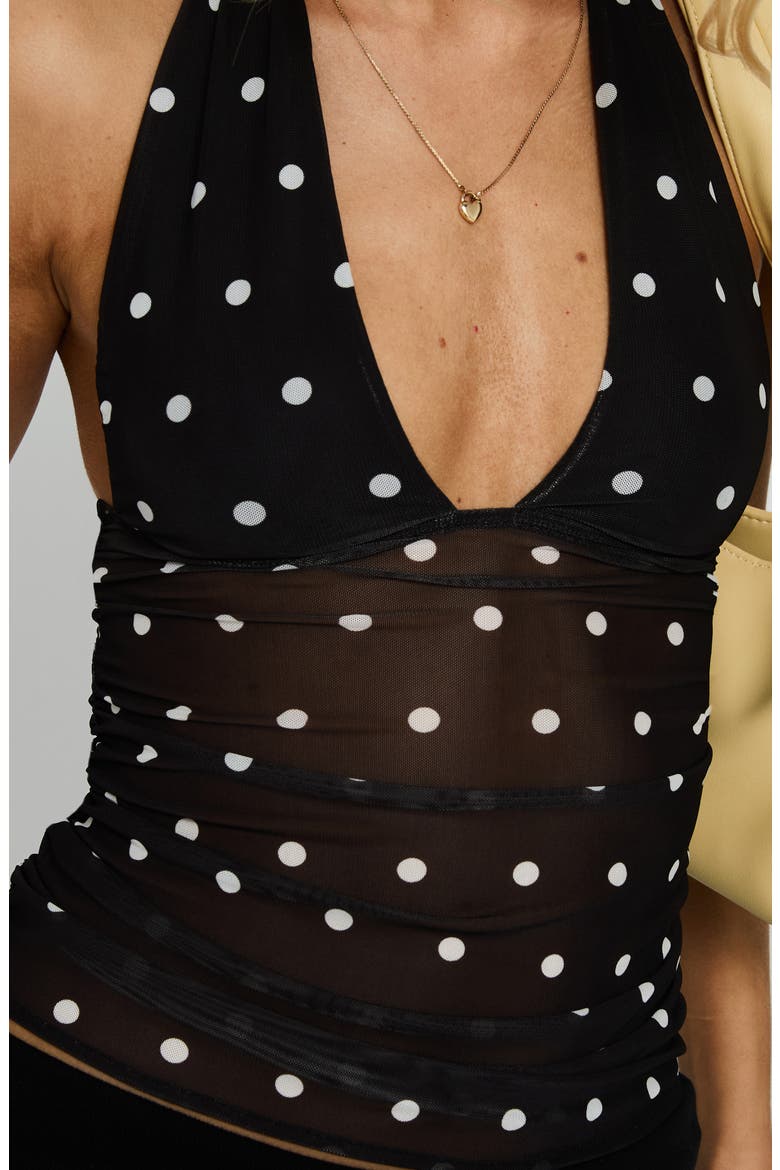Danyelle Dot Halter Top, Alternate, color, BLACK POLKA