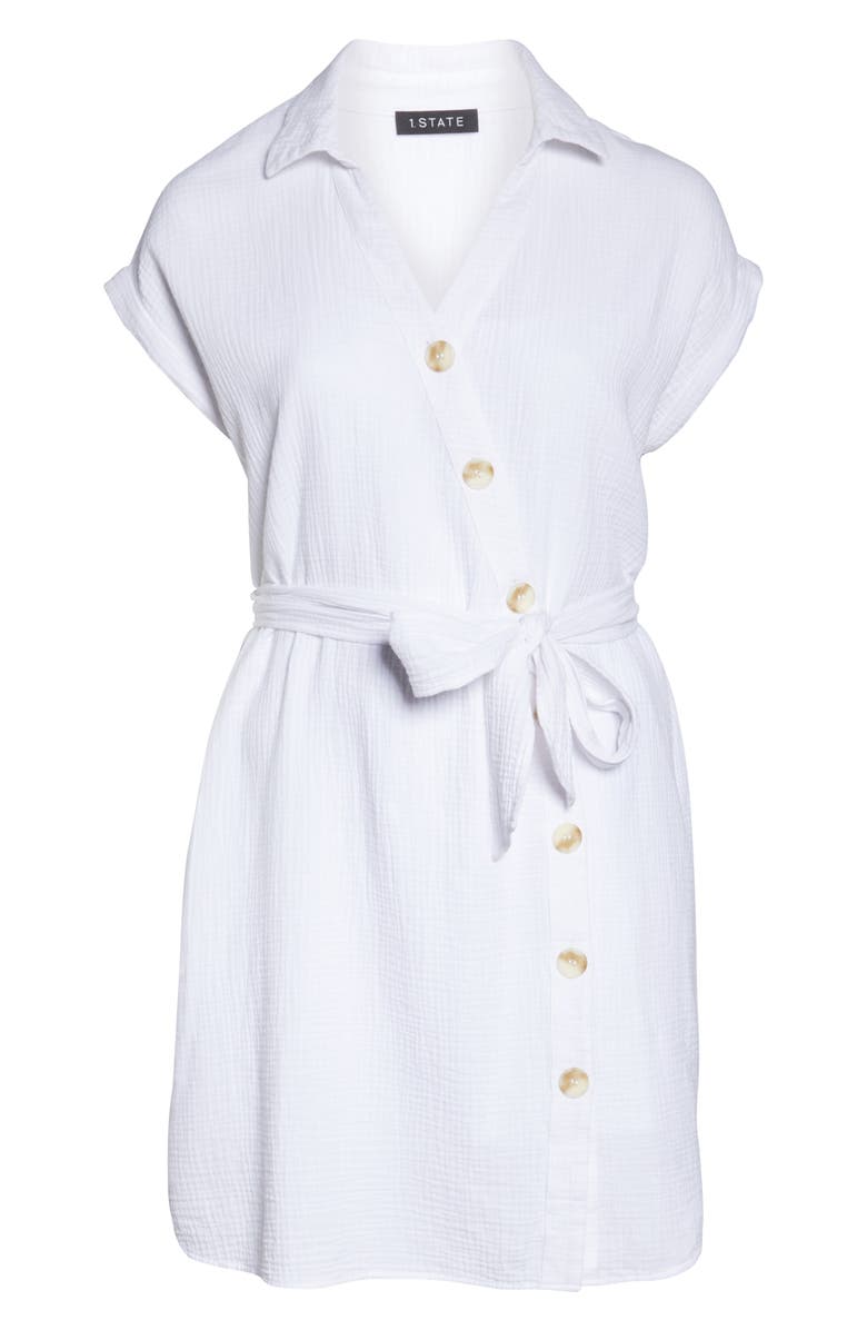 1.STATE Asymmetrical Button Down Shirtdress, Alternate, color, 