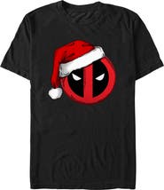 Marvel: Deadpool Men's Marvel Deadpool Merch With A Santa Hat Icon Graphic T-Shirt