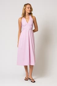 Central Park West Ora Poplin Stripe Halter Dress