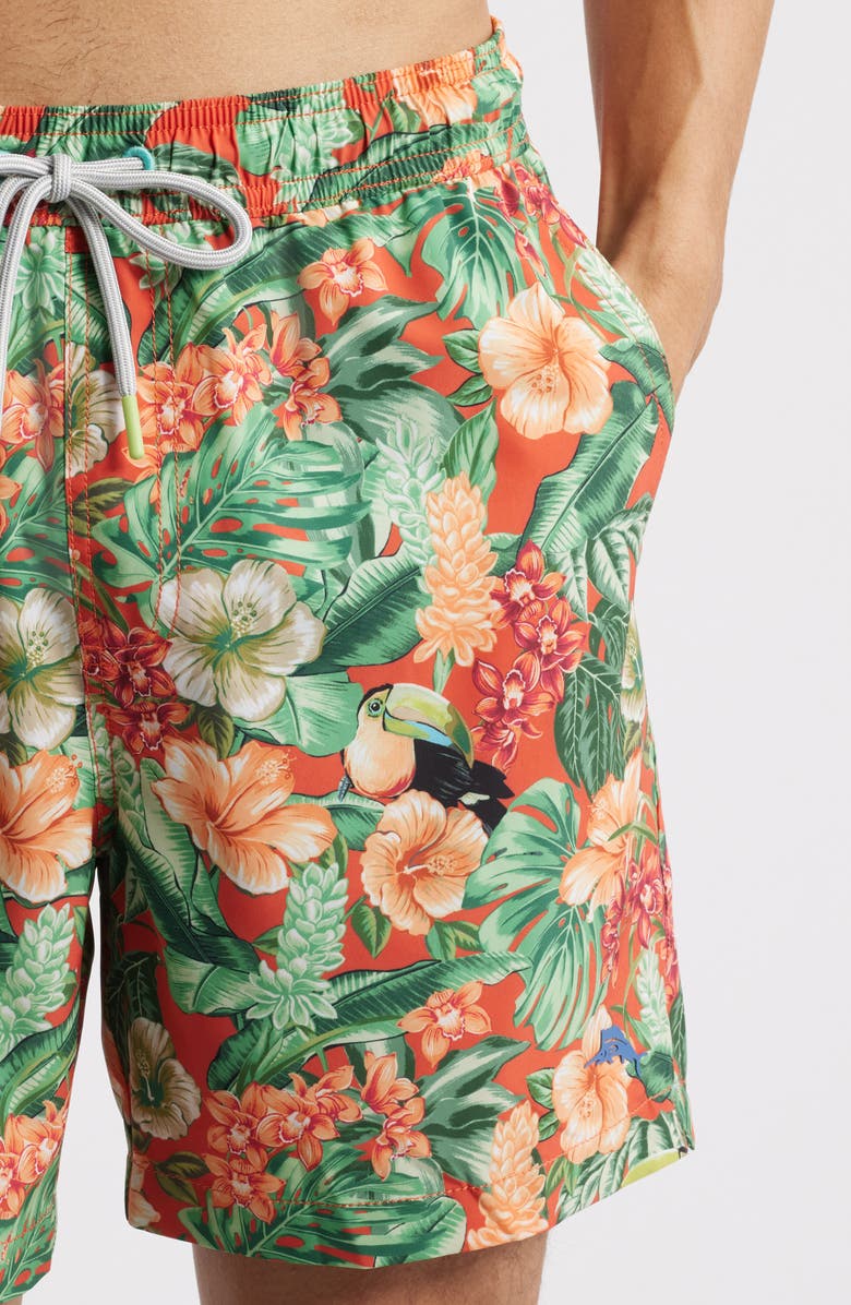 Tommy Bahama Naples Toucan Paradise Swim Trunks, Alternate, color, Mango Tango