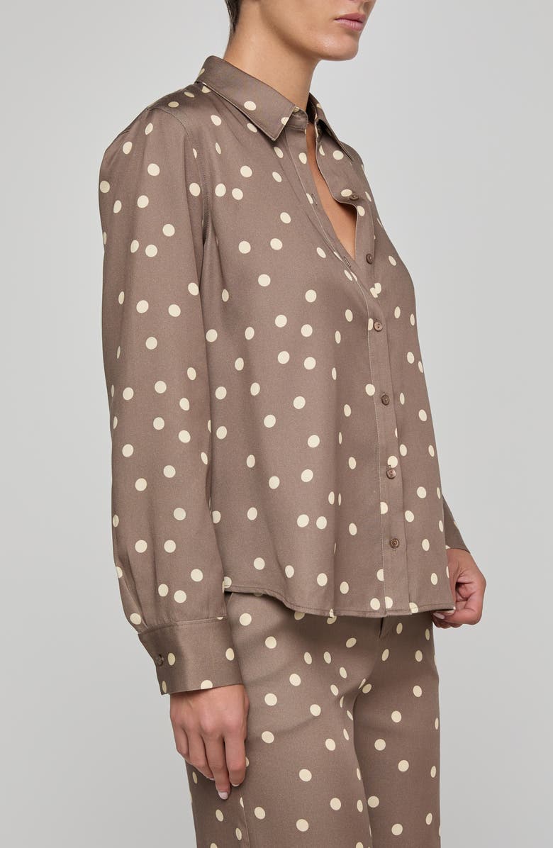 L'AGENCE Ellery Polka Dot Button-Up Shirt, Alternate, color, Cardamom/ Ecru Polka Dot