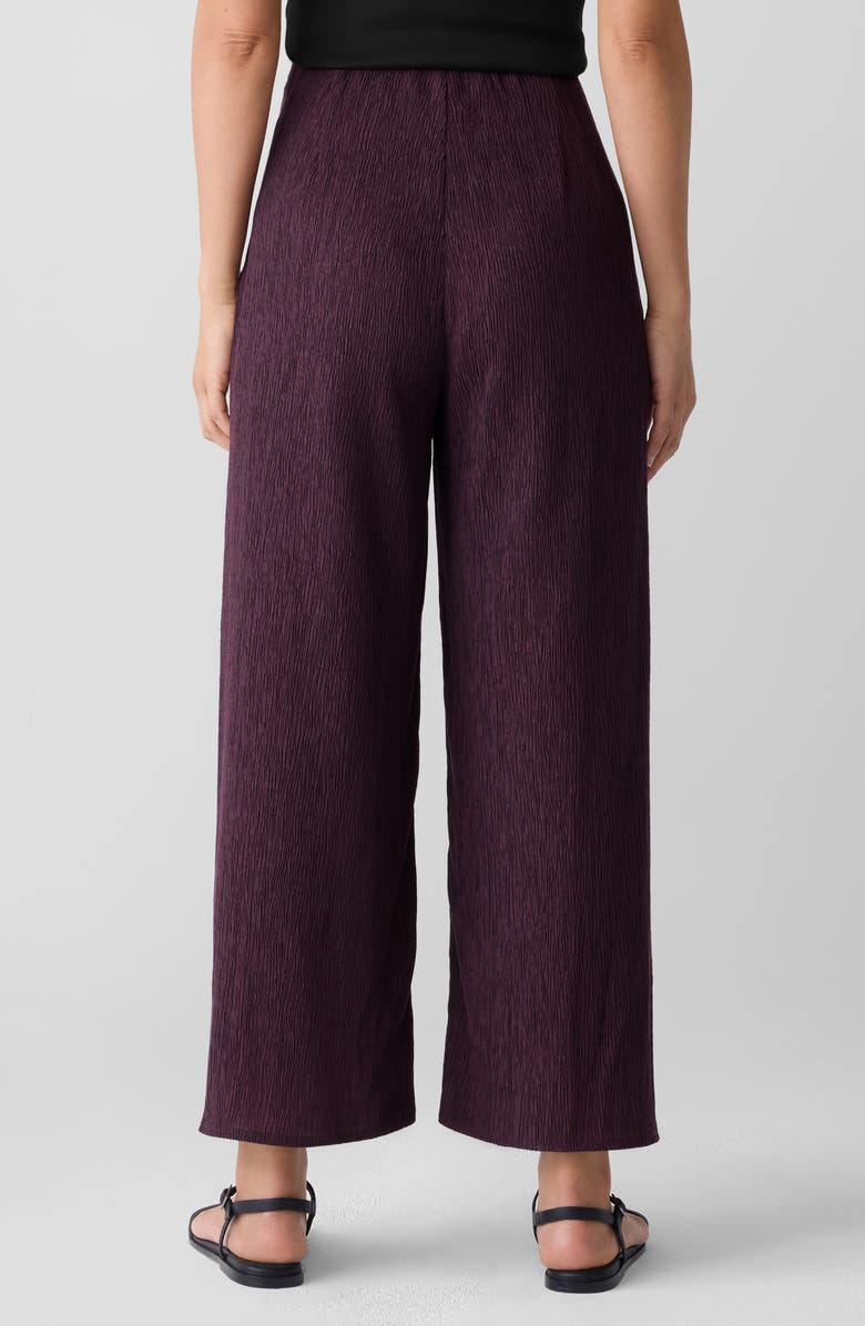 Eileen Fisher Crinkled High Waist Ankle Wide Legs, Alternate, color, Blackberry