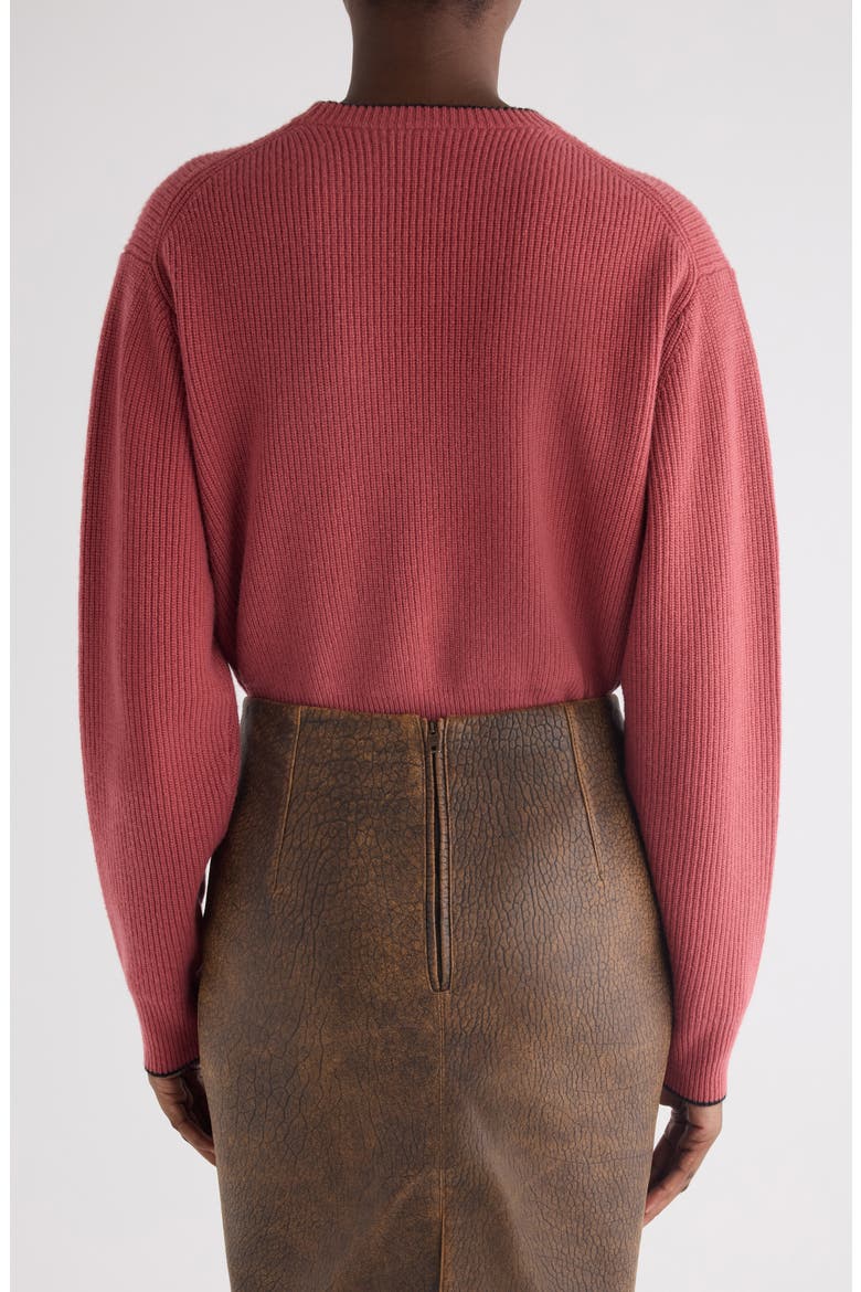 Embroidered Logo Crop Wool & Cashmere Sweater, Alternate, color, COPPERY PINK