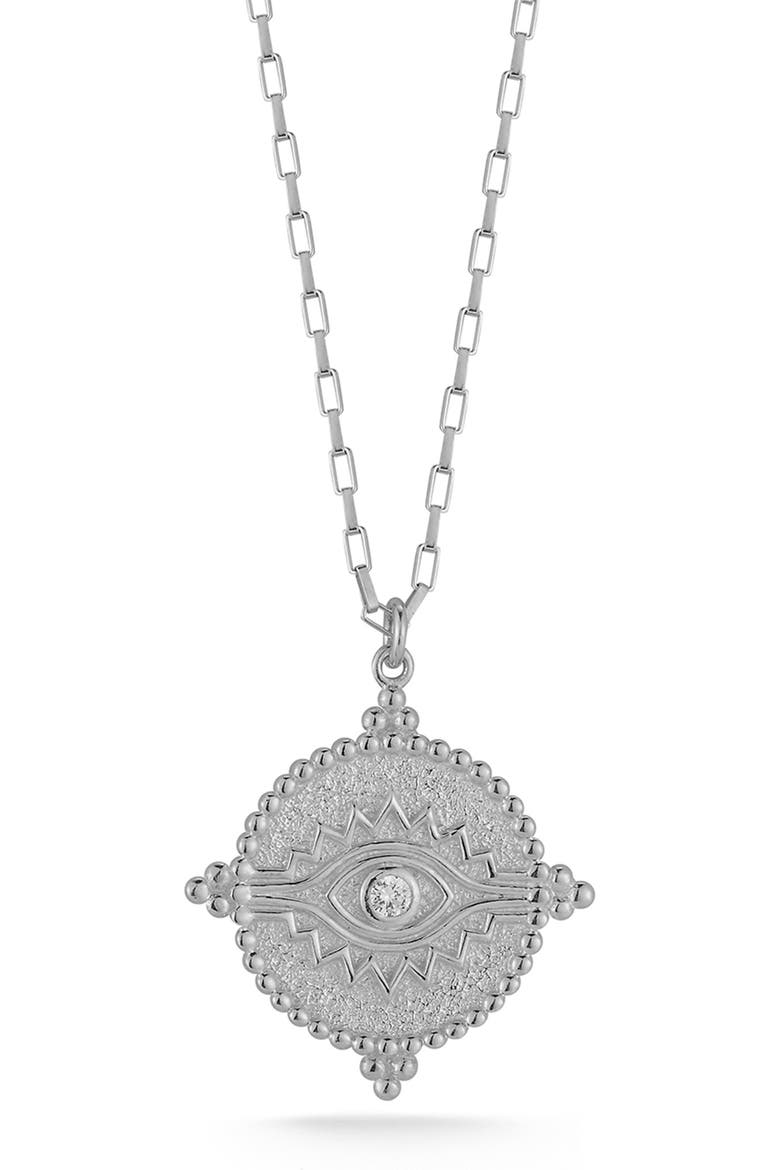Sterling Silver CZ Eye Necklace, Main, color, SILVER