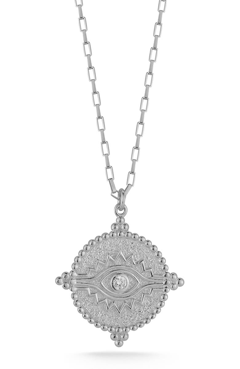 SPHERA MILANO Sterling Silver CZ Eye Necklace, Main, color, Silver