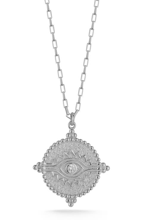 Sterling Silver CZ Eye Necklace