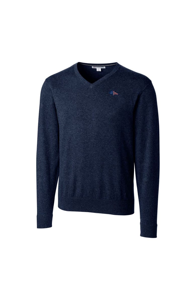 Cutter & Buck Men's Cutter & Buck Navy Denver Broncos Big & Tall Lakemont V-Neck Sweater, Alternate, color, 