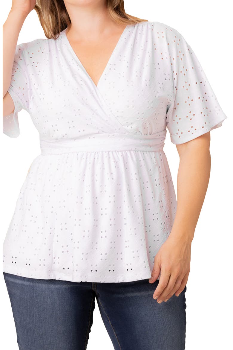 Sunny Day Eyelet Wrap Top, Alternate, color, WHITE