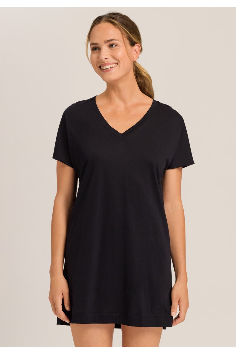 Laura Cotton Blend V-Neck Bigshirt, Alternate, color, Black