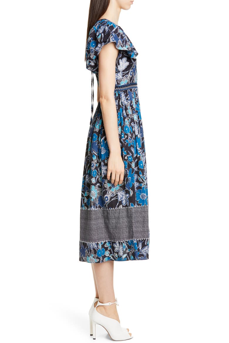Lottie Floral Print Midi Dress, Alternate, color, LAPIS