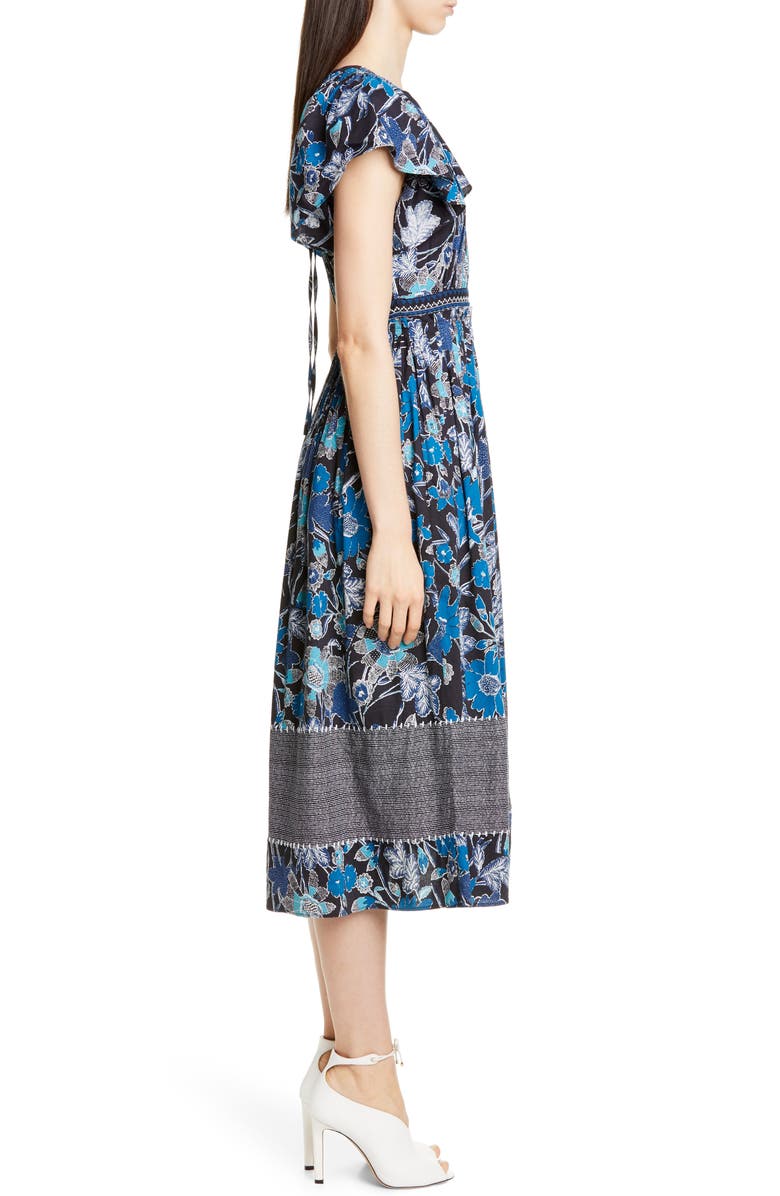 Ulla Johnson Lottie Floral Print Midi Dress, Alternate, color, 