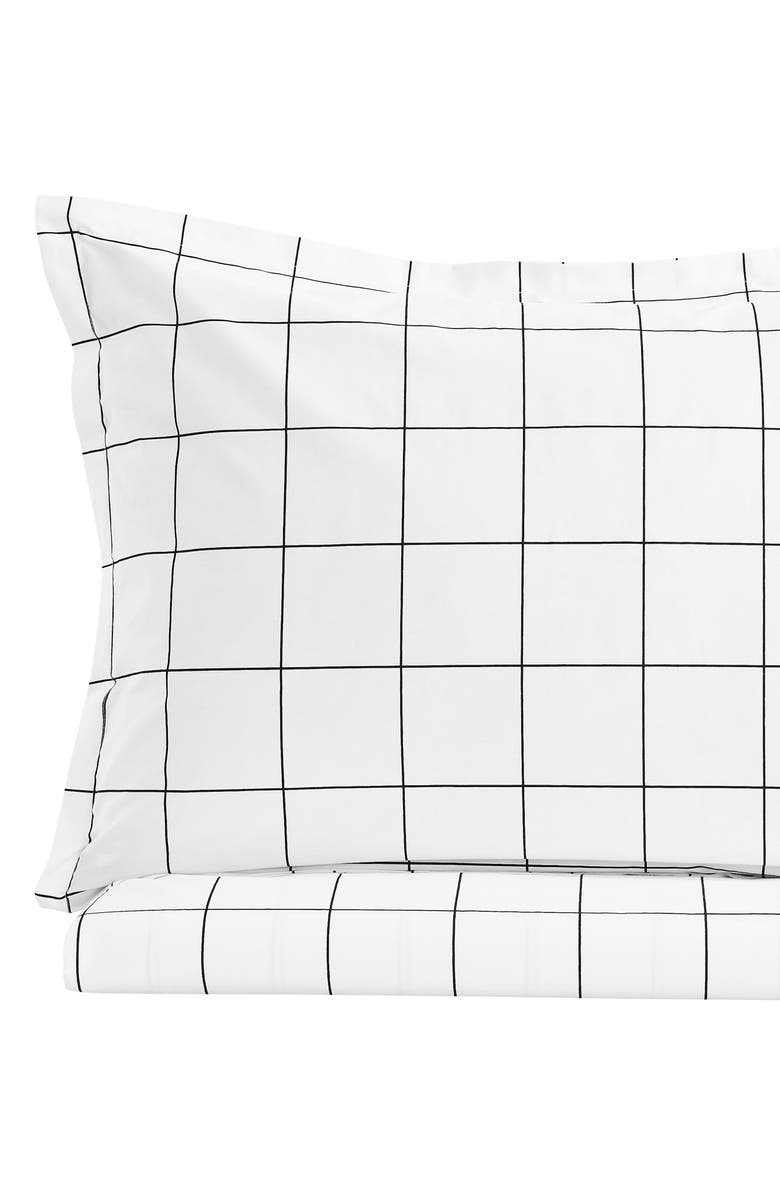 MELANGE HOME Percale Cotton Grid Duvet Set, Alternate, color, Black