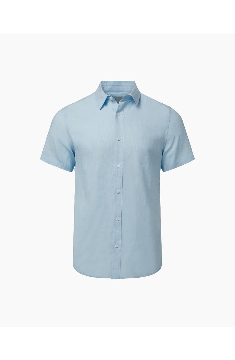 Onia Standard Short Sleeve Linen Shirt, Main, color, Cool Blue