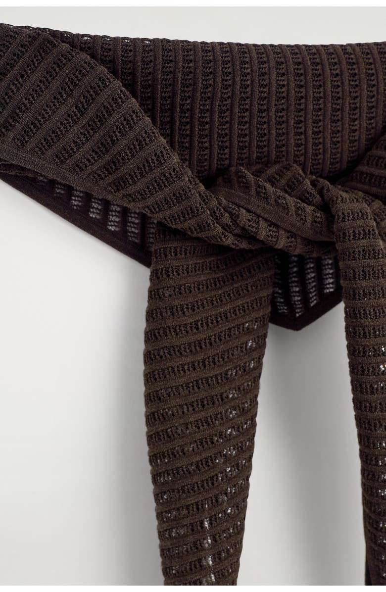 COS Pointelle-knit Triangle Scarf, Alternate, color, Brown