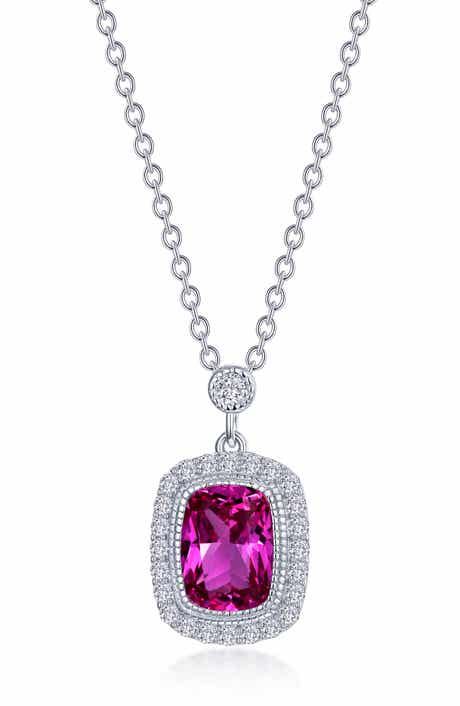 Lafonn Lab Grown Purple Sapphire & Simulated Diamond Halo Pendant Necklace