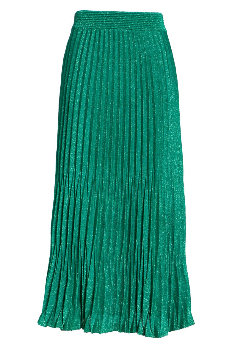Jupette Pleated Midi Skirt, Alternate, color, GREEN