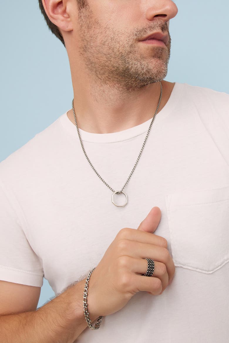 Mens Bolt Pendant Necklace in Sterling Silver, Alternate, color, Silver
