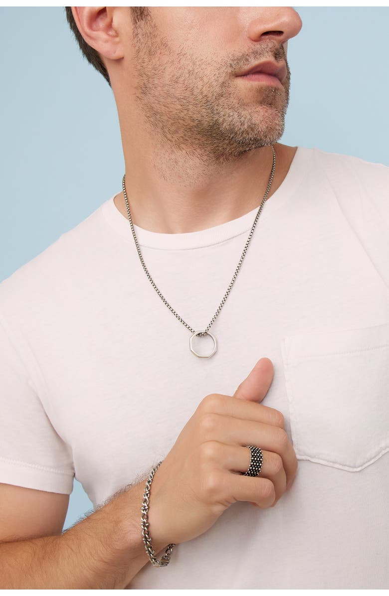 Oradina Mens Bolt Pendant Necklace in Sterling Silver, Alternate, color, Silver