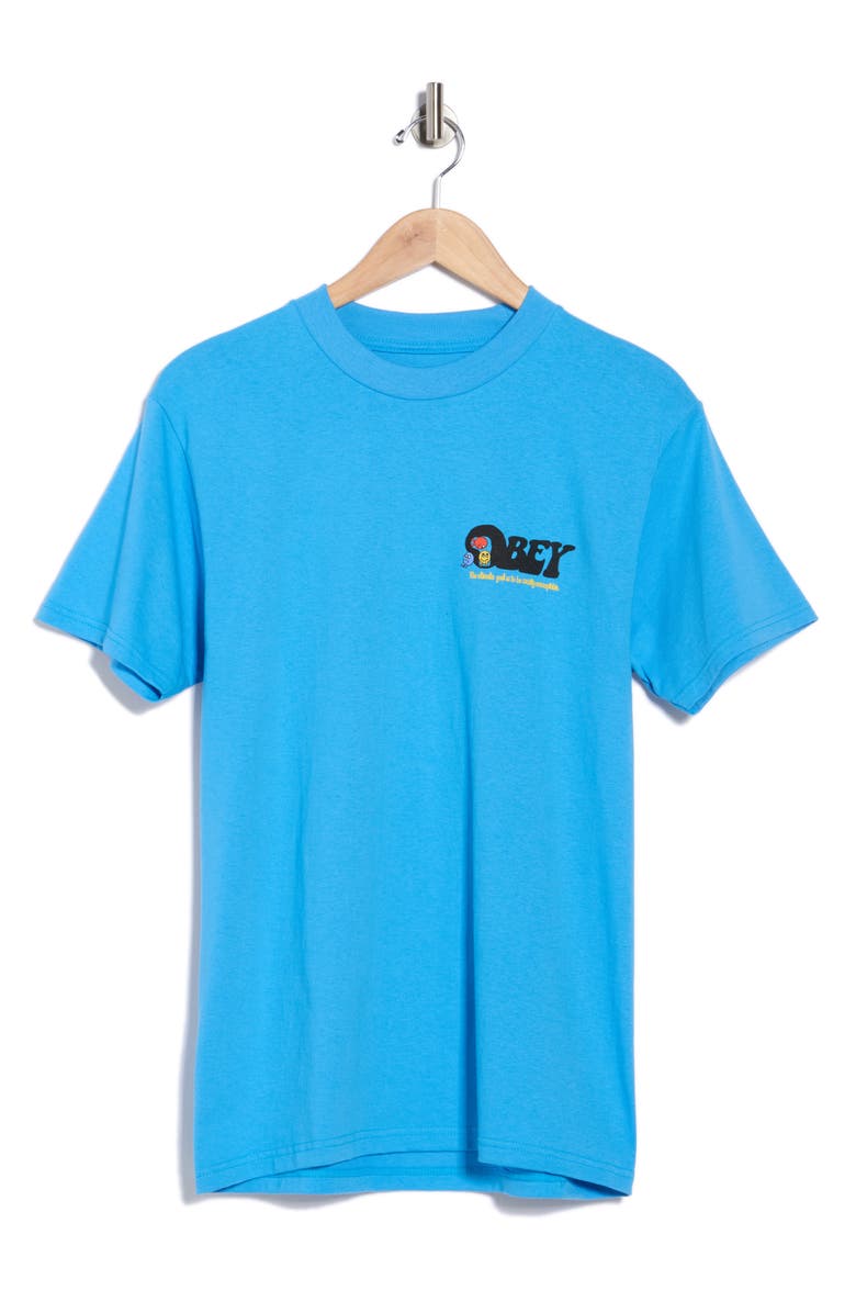 Obey Earth Drop Out Graphic T-Shirt, Alternate, color, Azure Blue