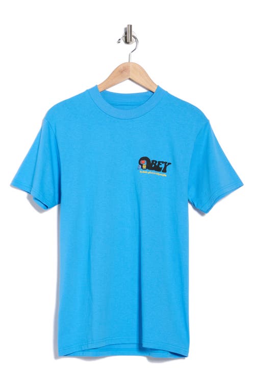 Obey Earth Drop Out Graphic T-shirt In Blue