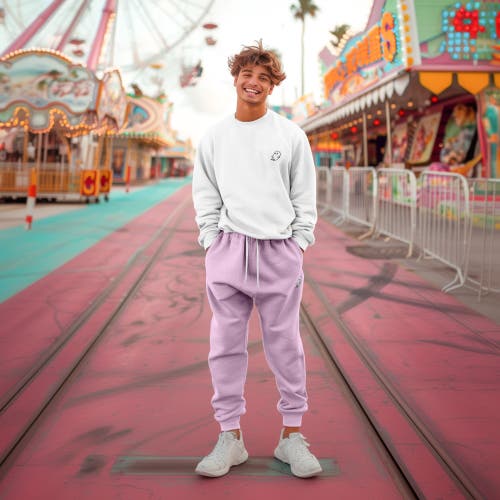 Dalix Mens Ghost Fleece Jogger Sweatpants In Lavender