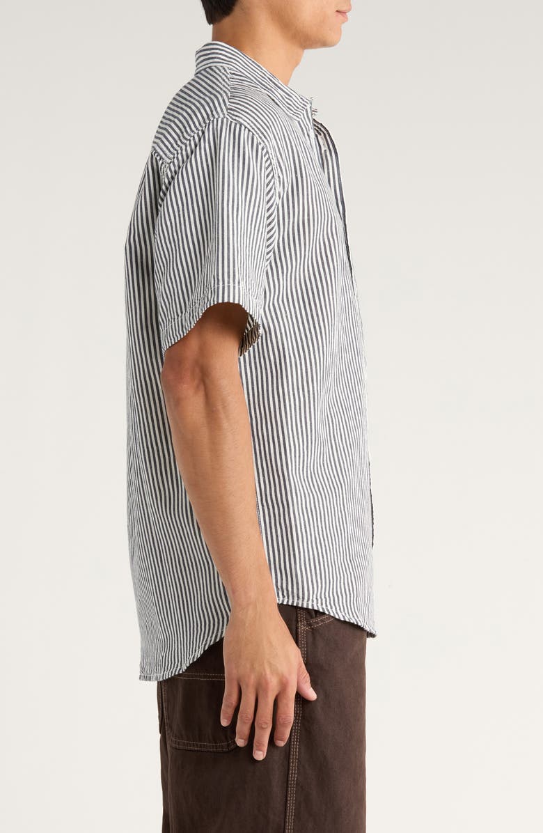 Vans Lawson Stripe Short Sleeve Cotton & Linen Button-Up Shirt, Alternate, color, White/ Dress Blues