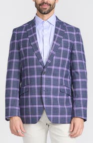 SAVILE ROW CO Savoy Plaid Peak Lapel Blazer