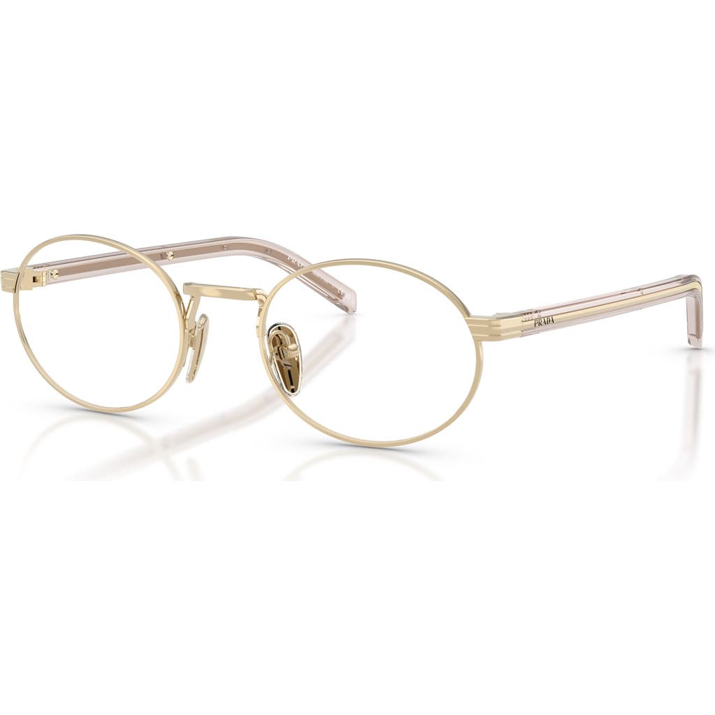 Prada 49mm Oval Optical Glasses In Gold