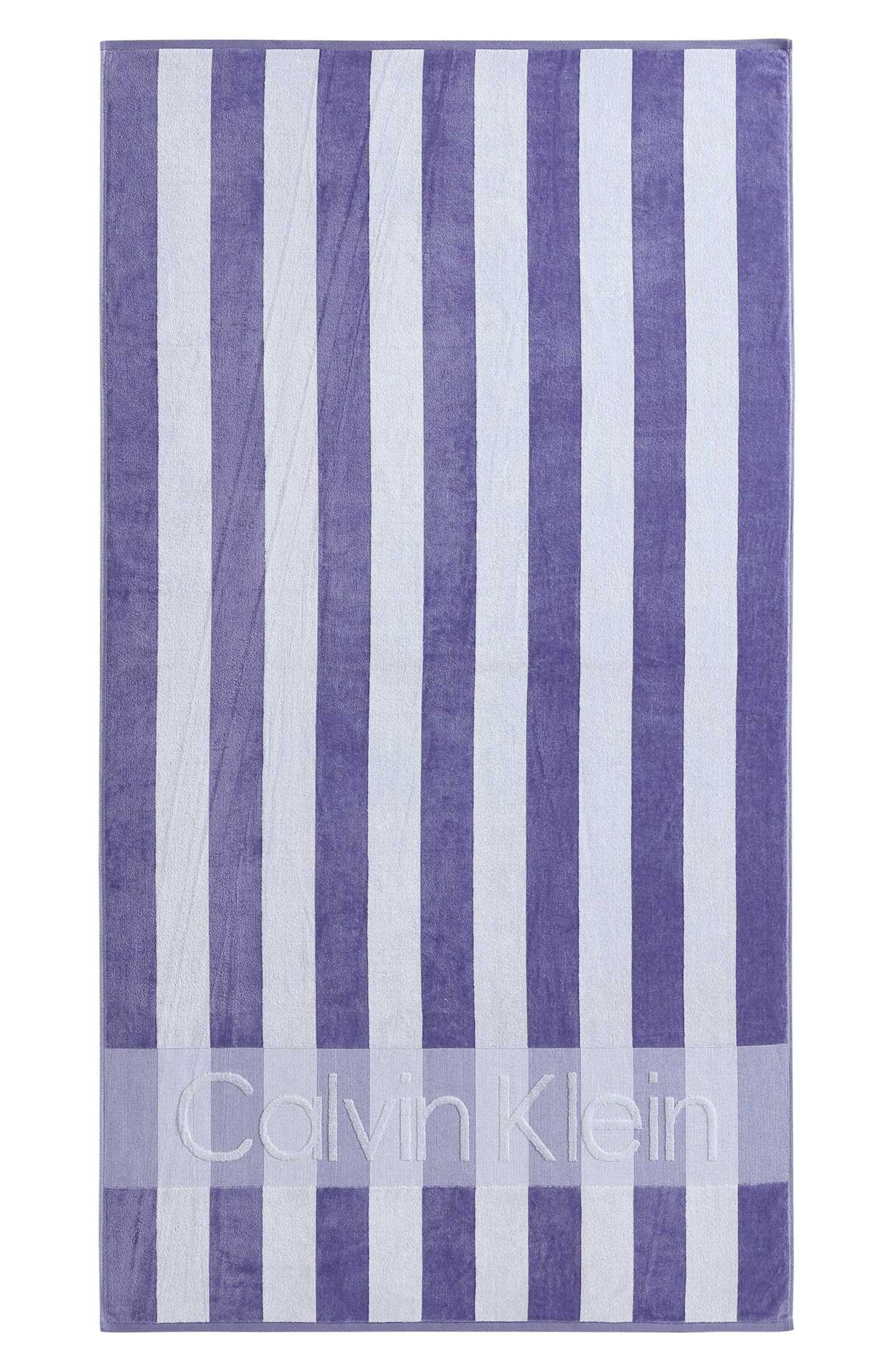 Calvin Klein Beach Stripe Logo Towel