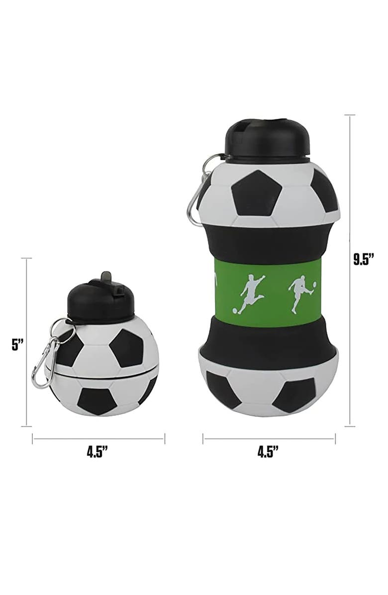 Maccabi Art Collapsible 1 Liter Water Bottle Soccer Ball, Alternate, color, Multicolored