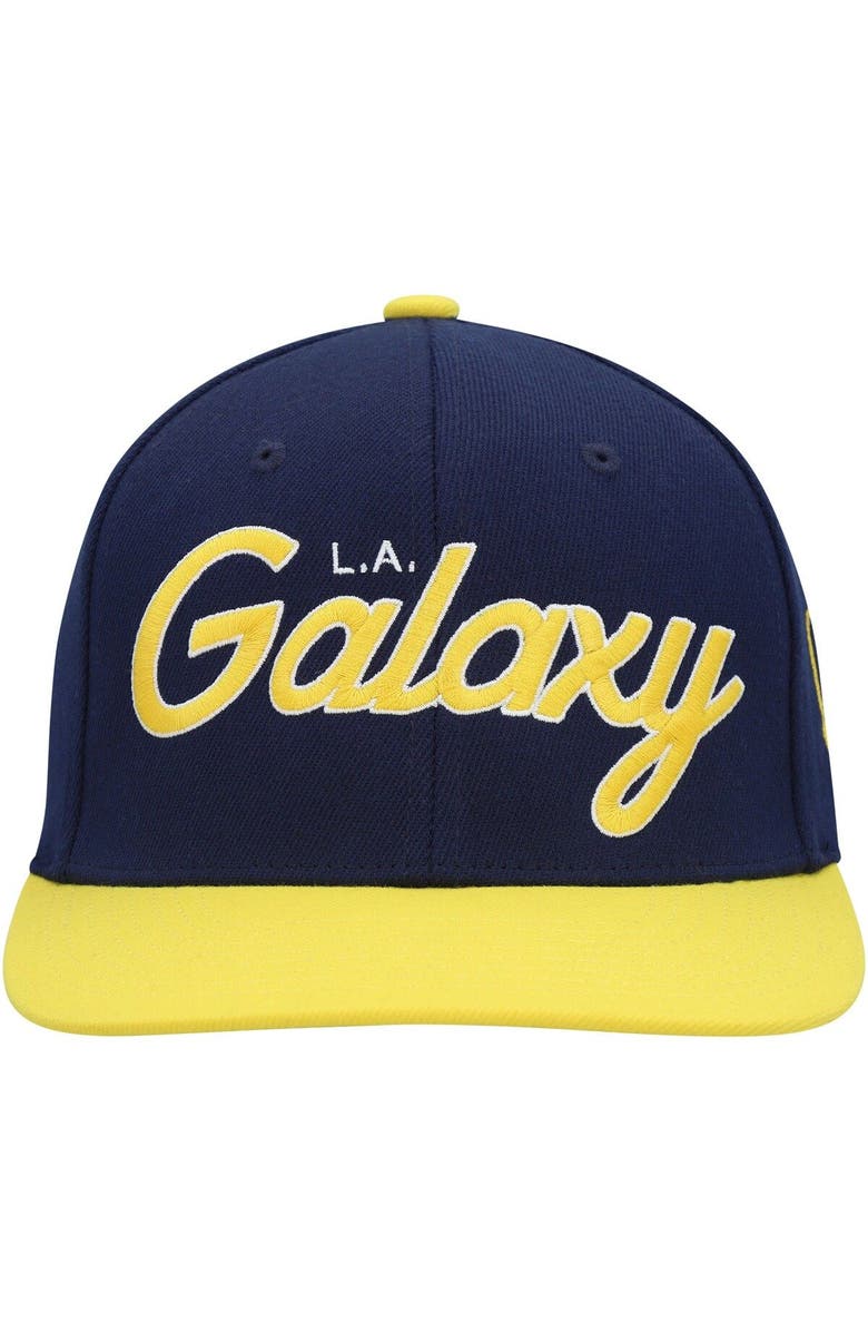 Mitchell & Ness Men's Mitchell & Ness Navy LA Galaxy Team Script 2.0 Stretch Snapback Hat, Alternate, color, 