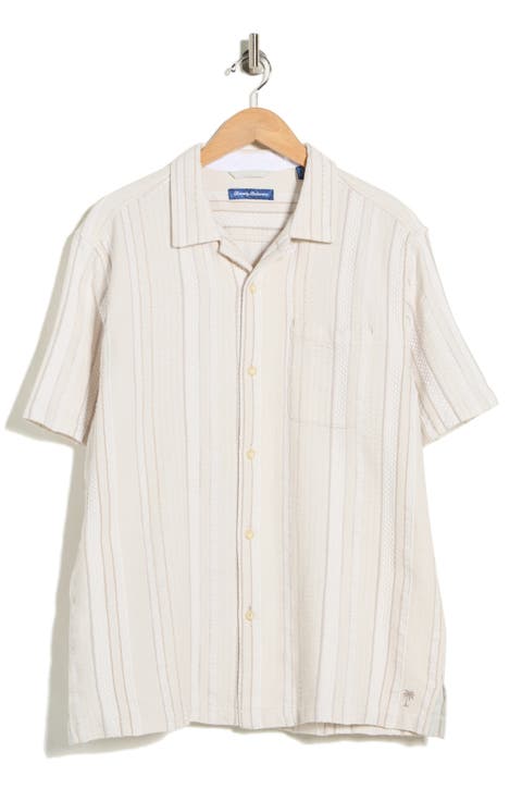 Milano Textured Stripe Cotton Camp Shirt