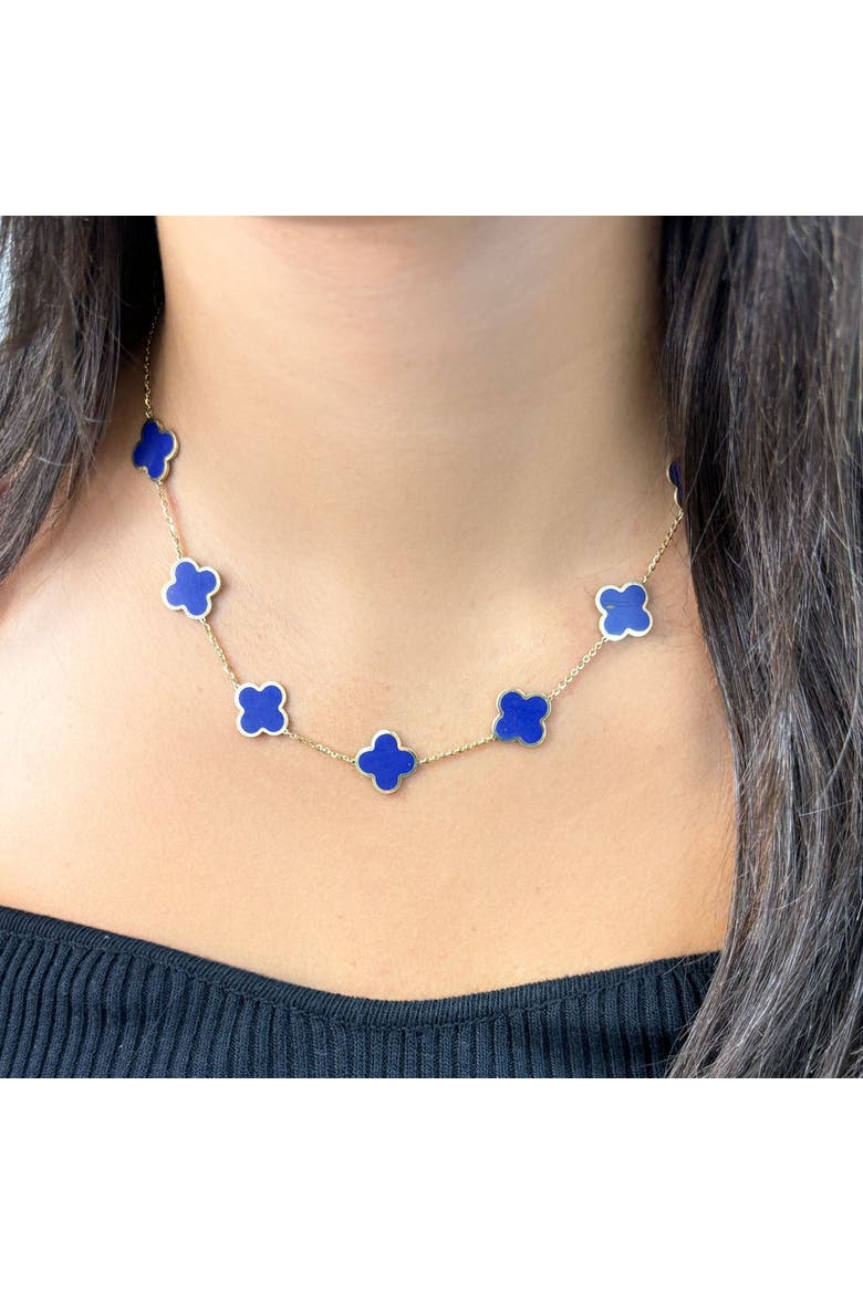 Large Lapis Clover Necklace, Alternate, color, Lapis