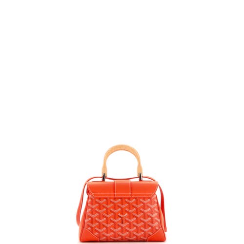 Pre-owned Goyard  Goyard Saigon Top Handle Bag Coated Canvas With Leather Mini In Orange