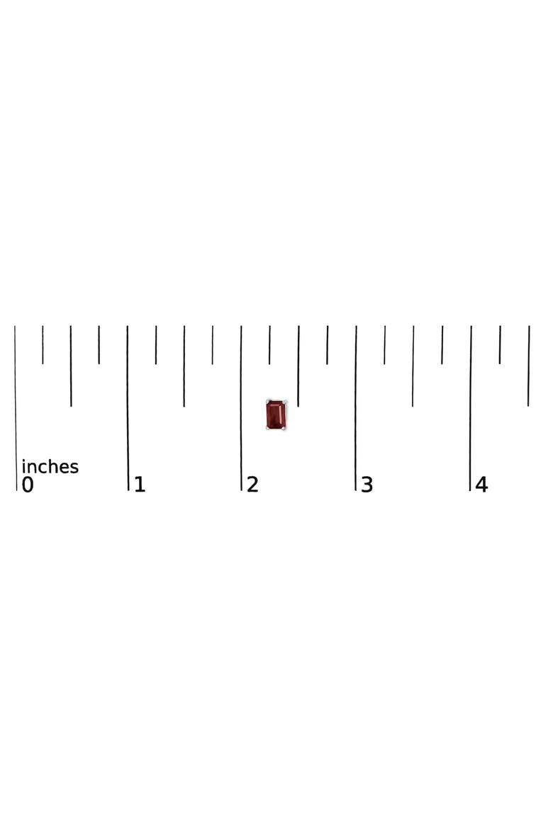14K Gold 6x4MM Emerald Shaped Gemstone Solitaire Stud Earrings, Alternate, color, Red Garnet | White