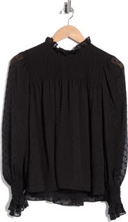 Rebecca Taylor Clip Dot Long Sleeve Top