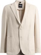 BOSS Hanry Slim Fit Tan Textured Cotton & Linen Blend Sport Coat