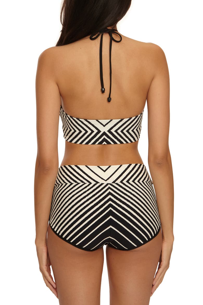 Net Stripe Rib Bikini Top, Alternate, color, BLACK/ VANILLA